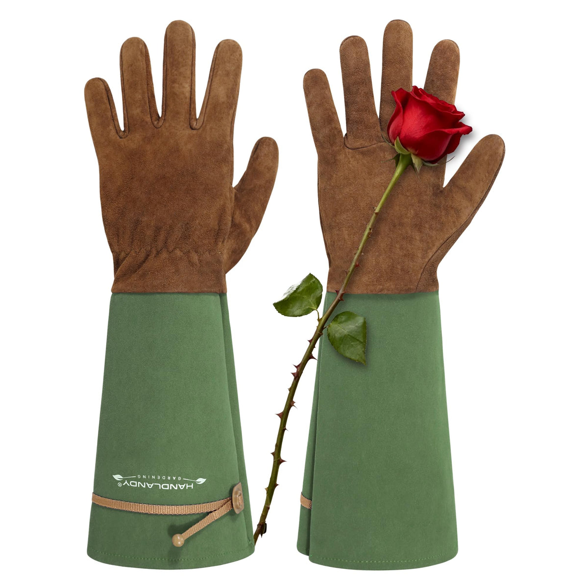 Long Gardening Gloves for Women Men - Leather Rose Pruning Gloves Thorn Proof