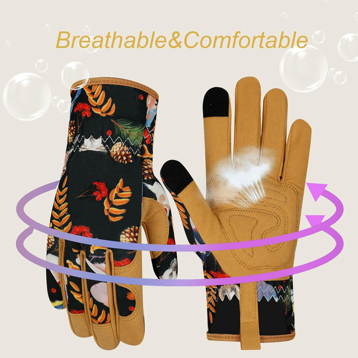 Leather Gardening Gloves for Women Garden Gloves Thorn Proof Touch Screen Design Heavy Duty Working Yard Gloves