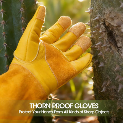 KDK Long Cowhide Gardening Gloves Men Women Thorn Proof Rose Pruning Gloves