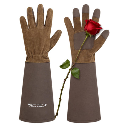 Long Gardening Gloves for Women Men - Leather Rose Pruning Gloves Thorn Proof