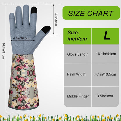 Long Gardening Gloves for Women Thorn Proof Leather Garden Gloves Breathable Working Gloves for Women Yard Outdoor