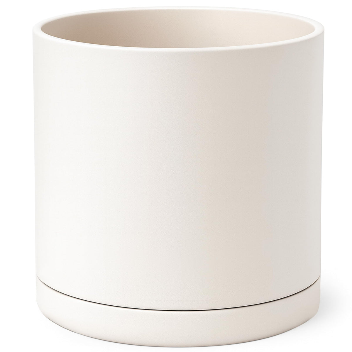 D'vine Dev Plastic Planter Pot with Saucer, 8 in, Black, 74-X-B-1