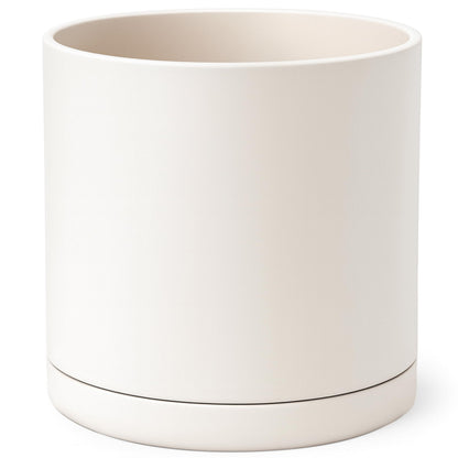 D'vine Dev Plastic Planter Pot with Saucer, 8 in, Black, 74-X-B-1