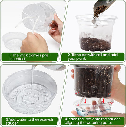 MIXC 18 Pack 6.5/5/4 Inch Self Watering Pots for Indoor Plants-Clear