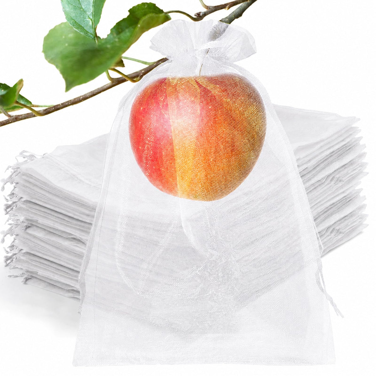 50 Pcs Fruit Protection Bags, 6×9 in Mesh Cover Nets for Tree, Green