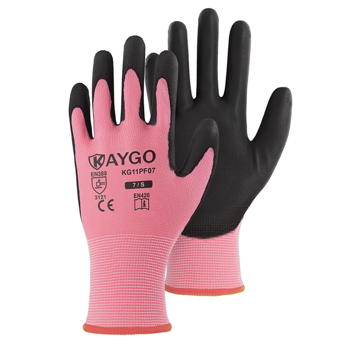 KAYGO Safety Work Gloves for Men Women, PU Coated Palm & Fingers, KG11P