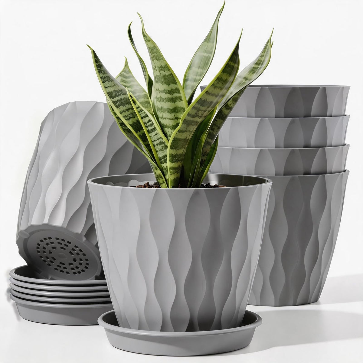 6 Pack Plant Pots with Drainage Holes, 4 Inch Plastic Indoor Flower Pots, Succulent Pots for Orchids, Violets, Succulents, Herbs and Other Small Plant, Multicolor