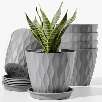 6 Pack Plant Pots with Drainage Holes, 4 Inch Plastic Indoor Flower Pots, Succulent Pots for Orchids, Violets, Succulents, Herbs and Other Small Plant, Multicolor