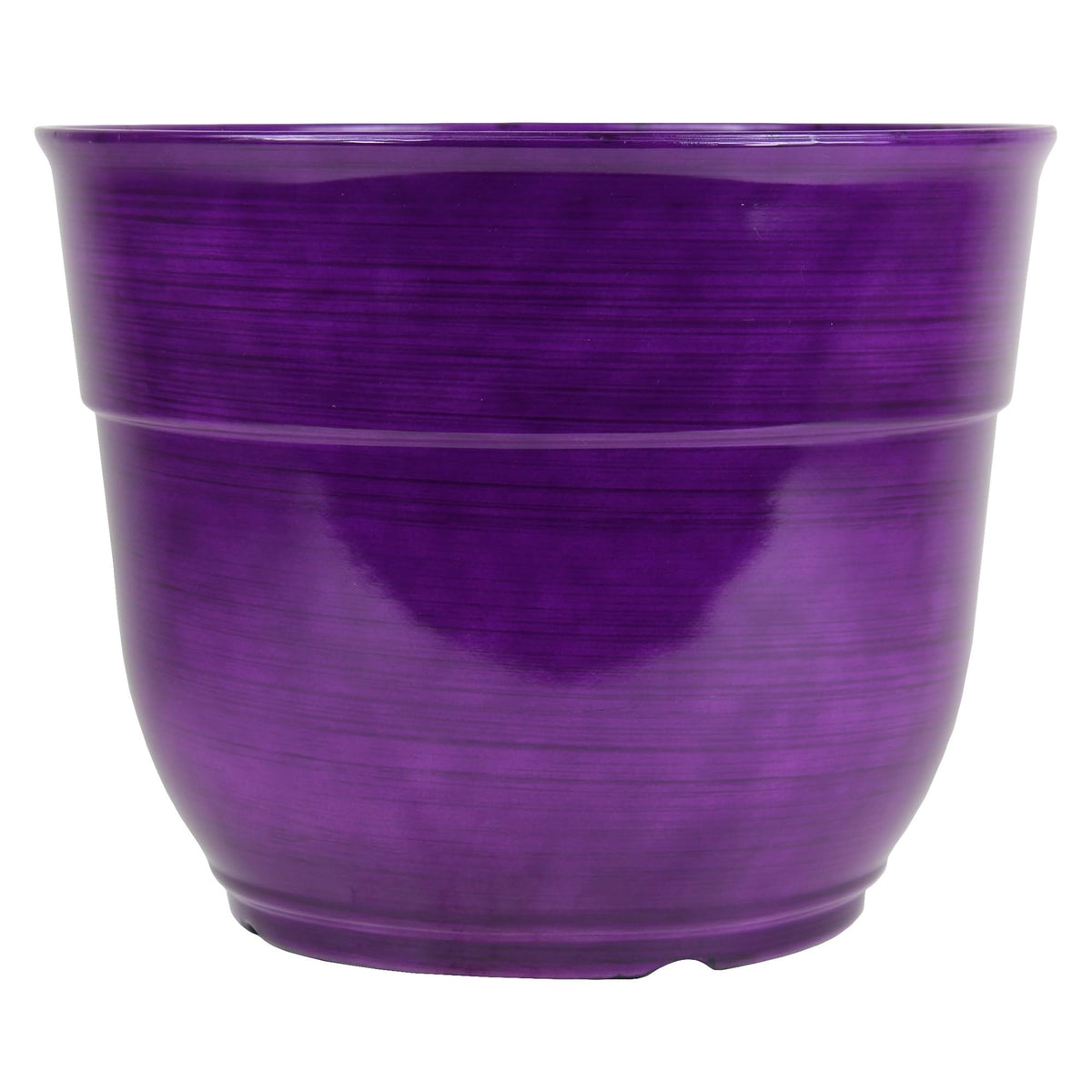 Garden Elements Indoor/Outdoor Glazed Brushed Happy Plastic Planter, Large, Dark Blue, 15"