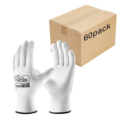 COOLJOB 12/60 Pairs Safety Work Gloves Pack Bulk with Grip PU Coating