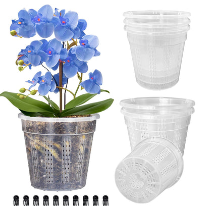 Orchid Pot, 2 Each of 4.3",5.5",6.1" Orchid Pots with Holes, Orchid Pots for Repotting, Plastic Orchid Planter for Indoor Outdoor Plants (2 Each of 4.3",5.5",6.1")