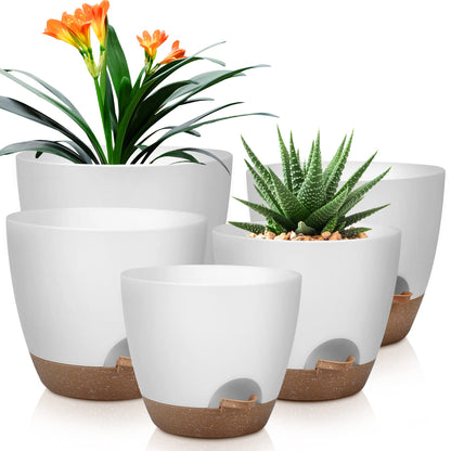 QRRICA 7/7.5/8/9/10 Inch Self Watering Pots for Indoor/Outdoor Plants