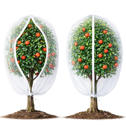 15ft x 15ft Fruit Tree Netting Cover with Zipper & Drawstring, Insect Bird Barrier Netting for Garden Protection, Ultra Fine Mesh Garden Netting, Extra Large