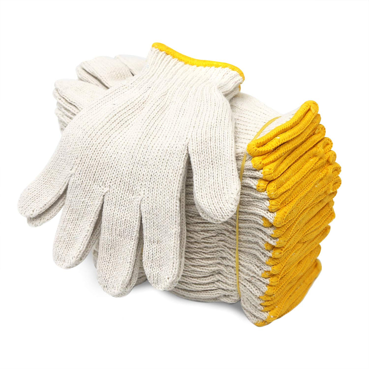 Evridwear Cotton Polyester String Knit Shell Safety Protection Work Gloves for Painter Mechanic Industrial Warehouse Gardening Construction Men & Women 12 Pairs, With Two Side dots, L Size