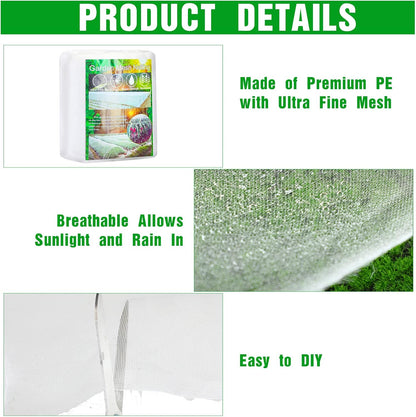 Woanger 10 X 100 Ft White Garden Bug Netting Ultra Fine Mesh for Plants