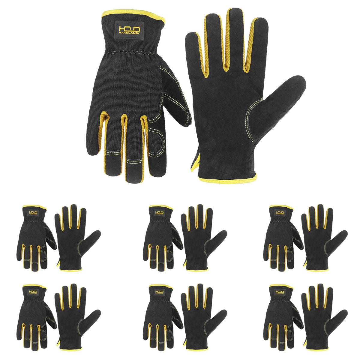 HANDLANDY Leather Gardening Gloves, Leather Work Gloves for Men Women