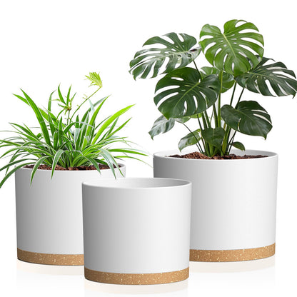 10/9/8 Inch Plant Pots 3 Pack, with Drainage Hole & Saucers