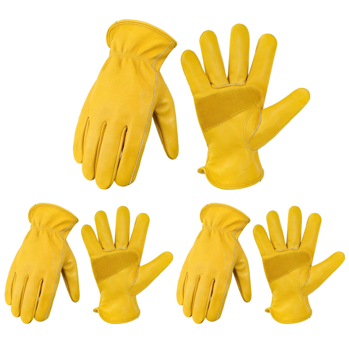 DULFINE Cowhide Leather Gardening Work Gloves for Men 1/3/12 Pairs