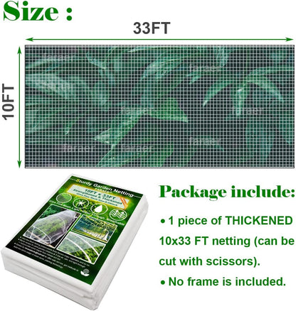 Garden Pest Barrier Netting, Thickened Mesh Net Bugs Out Plant Covers 10x33Ft Ultra Fine Protection Netting for Vegetable Plants Fruit Flowers Greenhouse Row Cover Raised Bed Insect Barrier Screen Net