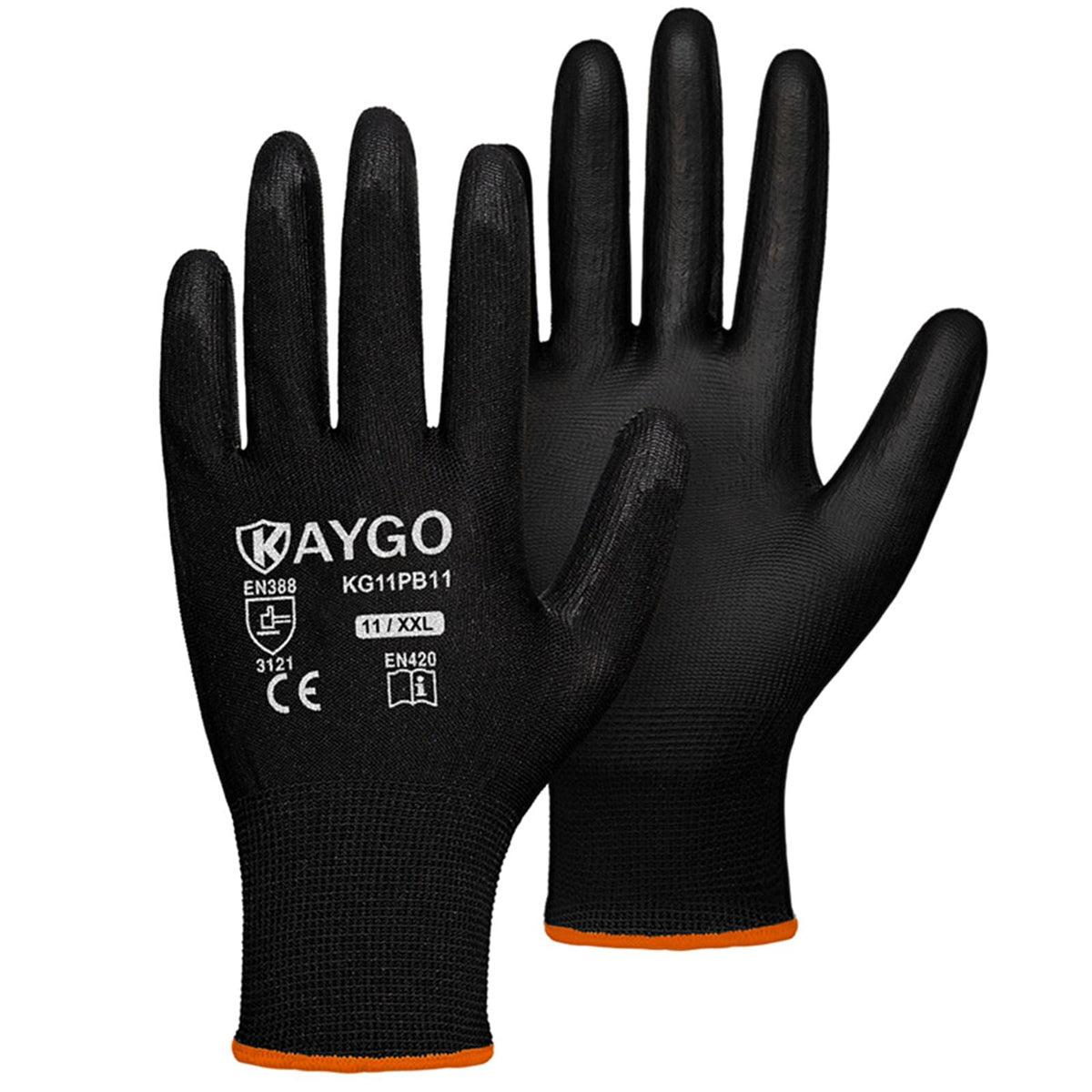 KAYGO Safety Work Gloves for Men Women, PU Coated Palm & Fingers, KG11P