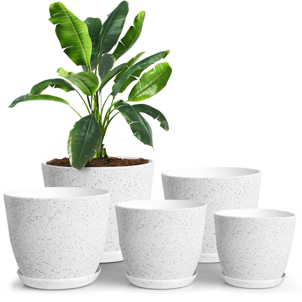 Plant Pots Indoor with Drainage, 10 Pack Multi-Size Planters Set, White
