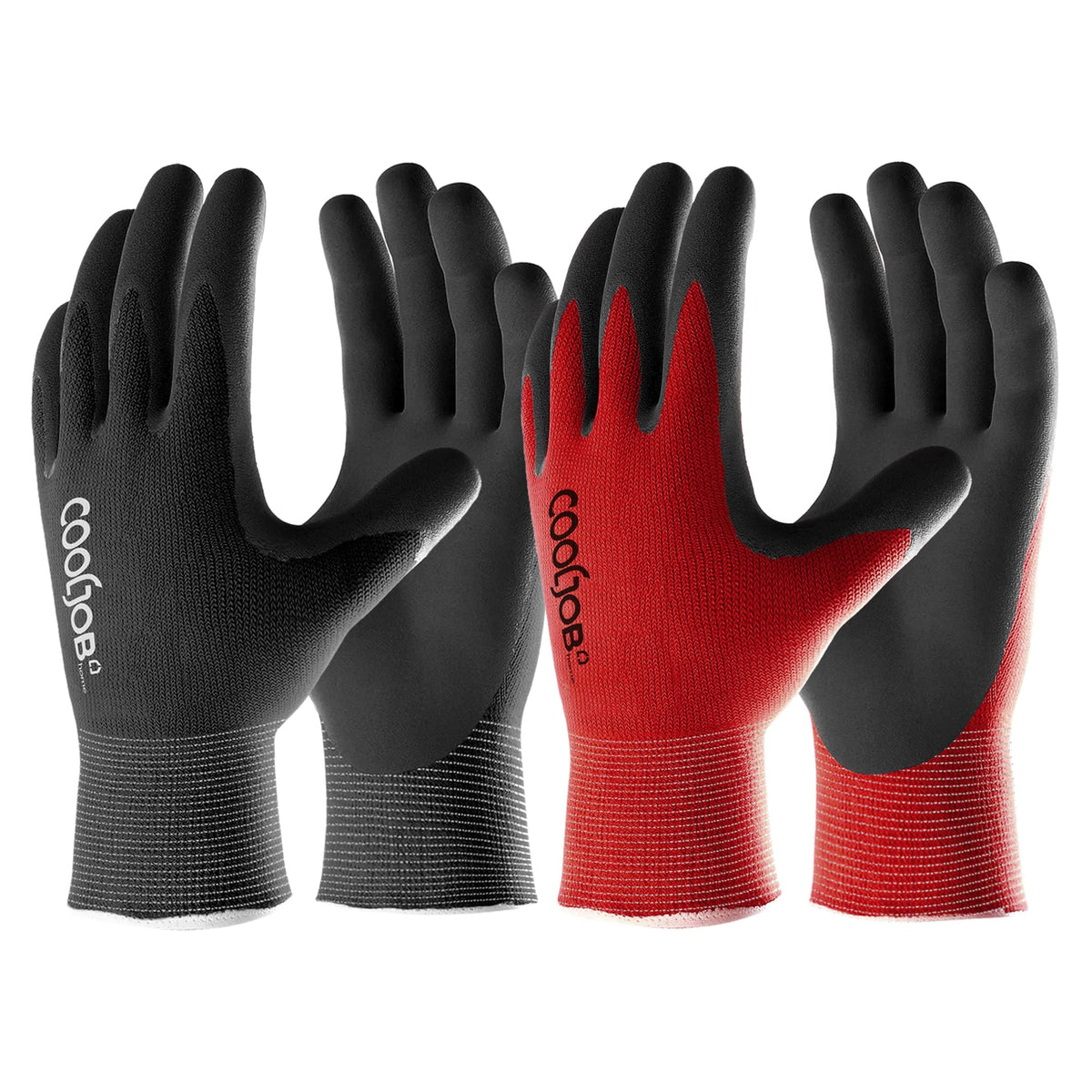 COOLJOB Micro-Foam Nitrile Safety Work Garden Gloves with Touchscreen Fingers, 6 Pairs Lightweight Working Gloves for Men’s Sweaty Hands, Non-slip Coated Grip Fits Most Tasks, Large, Blue & Black