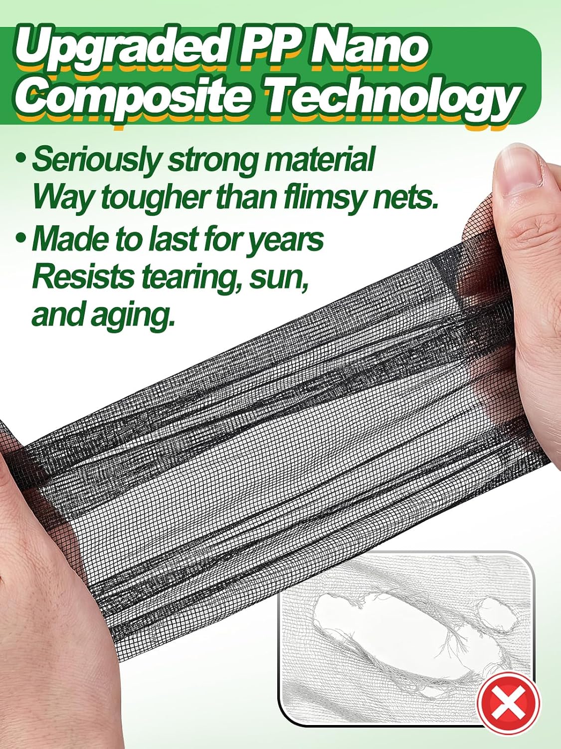 10x33ft Strong PP Nanocomposite Mosquito Net Garden Netting, Black