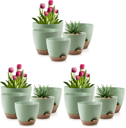 QRRICA 7/7.5/8/9/10 Inch Self Watering Pots for Indoor/Outdoor Plants