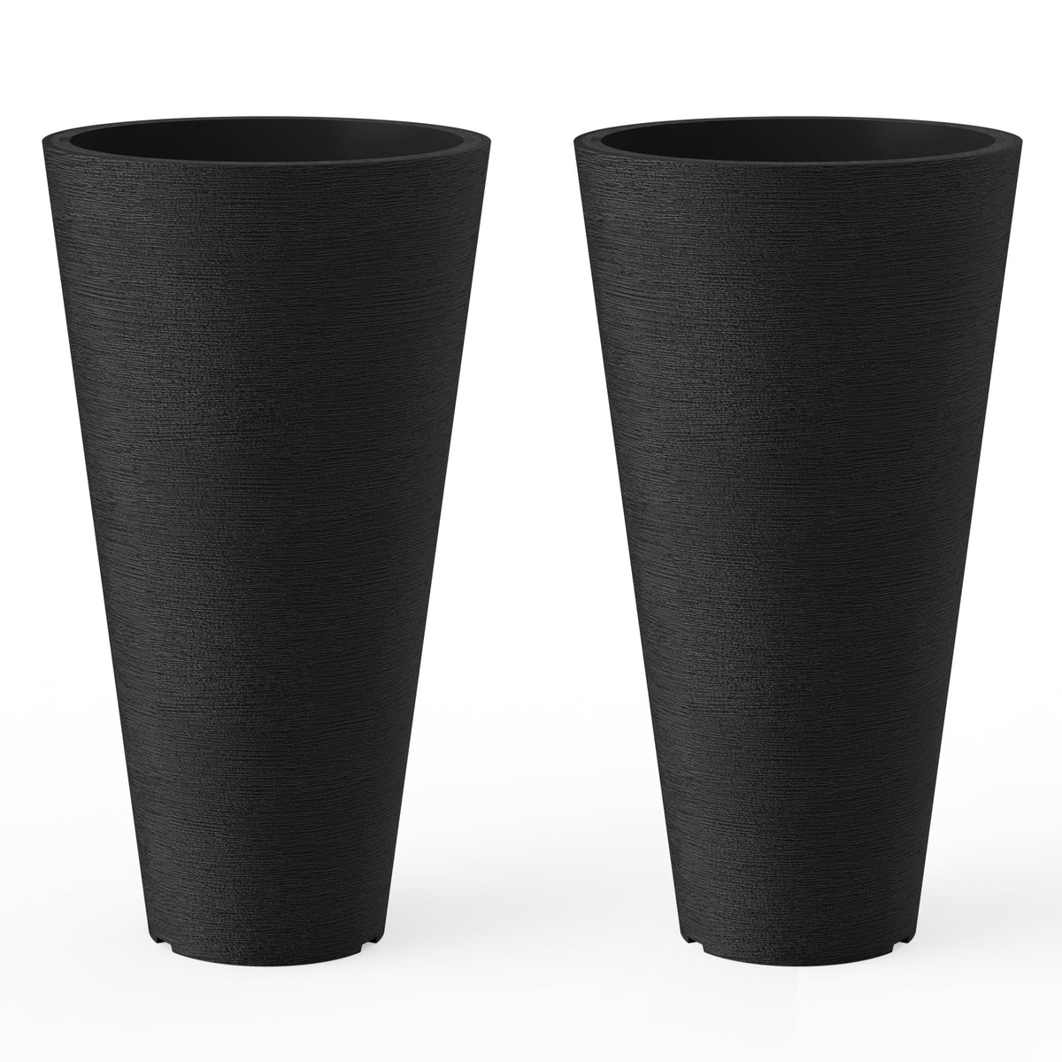 Kante Set of 2 Black Plastic Round Planters 13" Tall Home & Outdoor