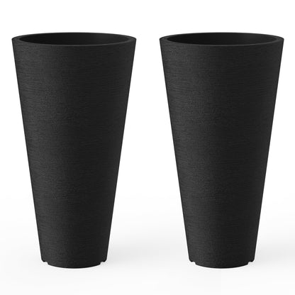 Kante Set of 2 Black Plastic Round Planters 13" Tall Home & Outdoor