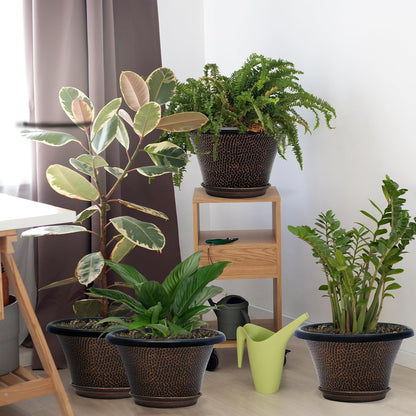 Quarut 12 Inch Pots for Plants,4 Pack Large Flower Pots with Drainage Hole