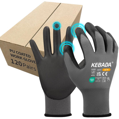 Kebada W1 Safety Work Gloves for Men & Women, Touchscreen, PU Coated