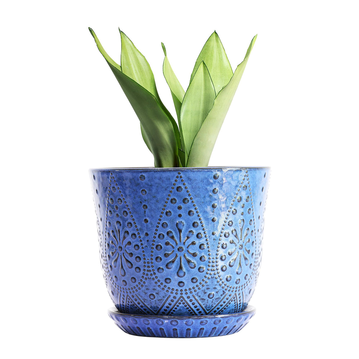 Gepege Ceramic Plant Pots, 6 Inch Indoor Planters with Drainage & Saucers
