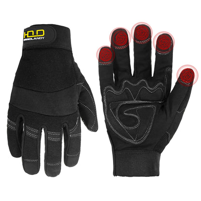 HANDLANDY Work Gloves for Men & Women, Utility Mechanic Working Gloves Touch Screen, Flexible Gardening Gloves for Yard