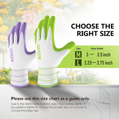 COOLJOB 6 Pairs Gardening Gloves for Women, Breathable Rubber Coated, M