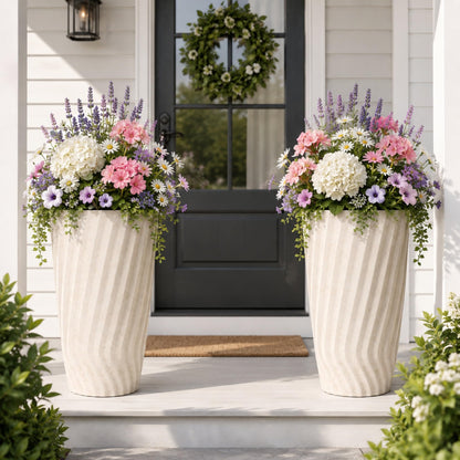 Autodaya 15" Large Planters for Outdoor Plants Set of 2 Plastic Flower Pots