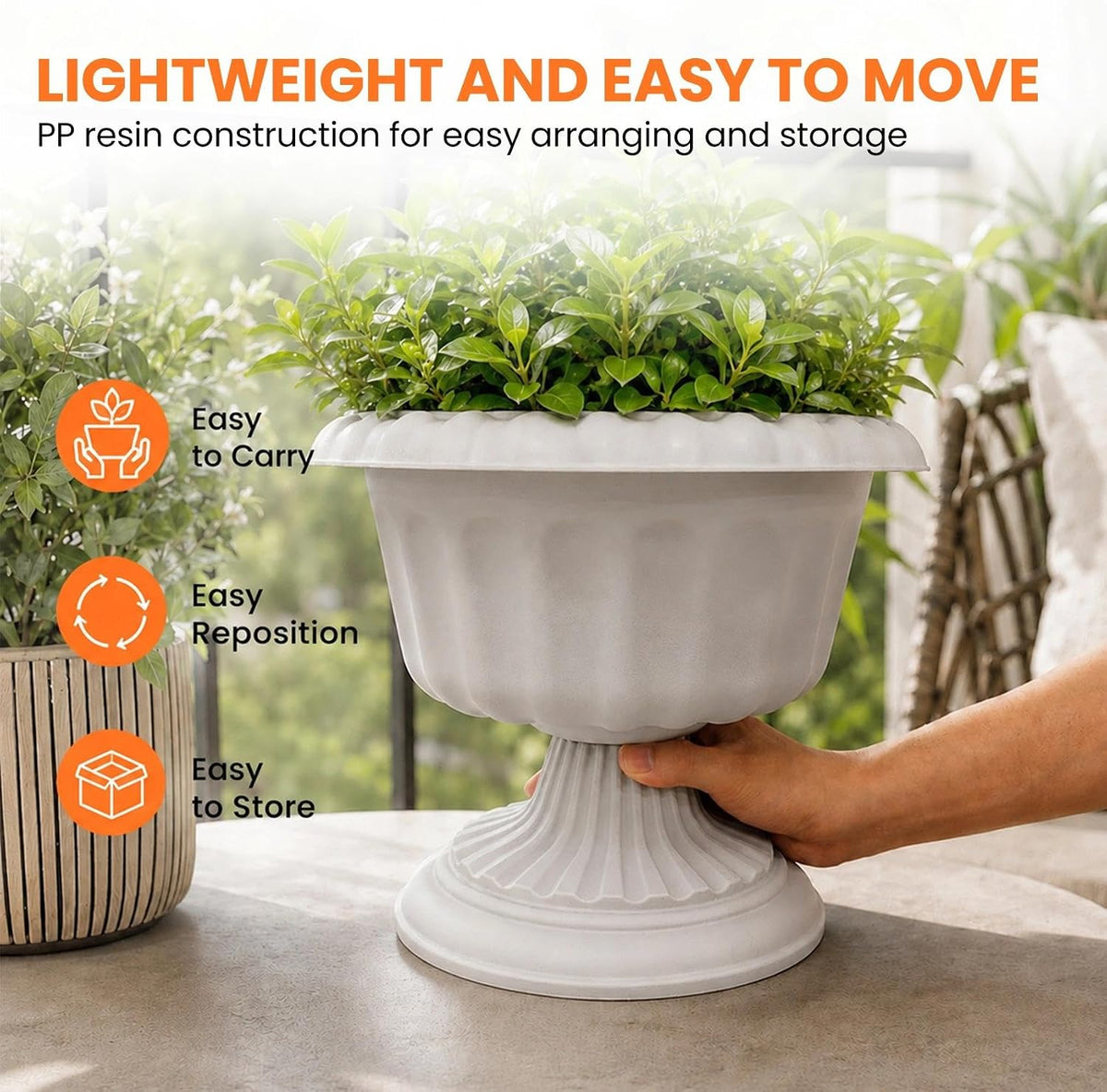 Usocik 10 Inch Outdoor Urn Planters, 2 Pack Pedestal Flower Pots