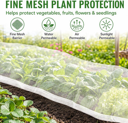 RAINFLOW Garden Netting 10 x 5 FT - 60 Mesh Plant Cover for Raised Beds