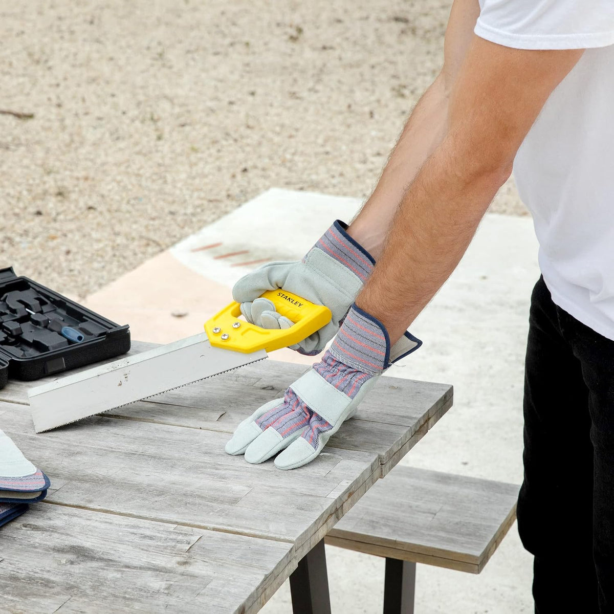 G & F Products Leather Work Gloves for Construction, Gardening and General Work