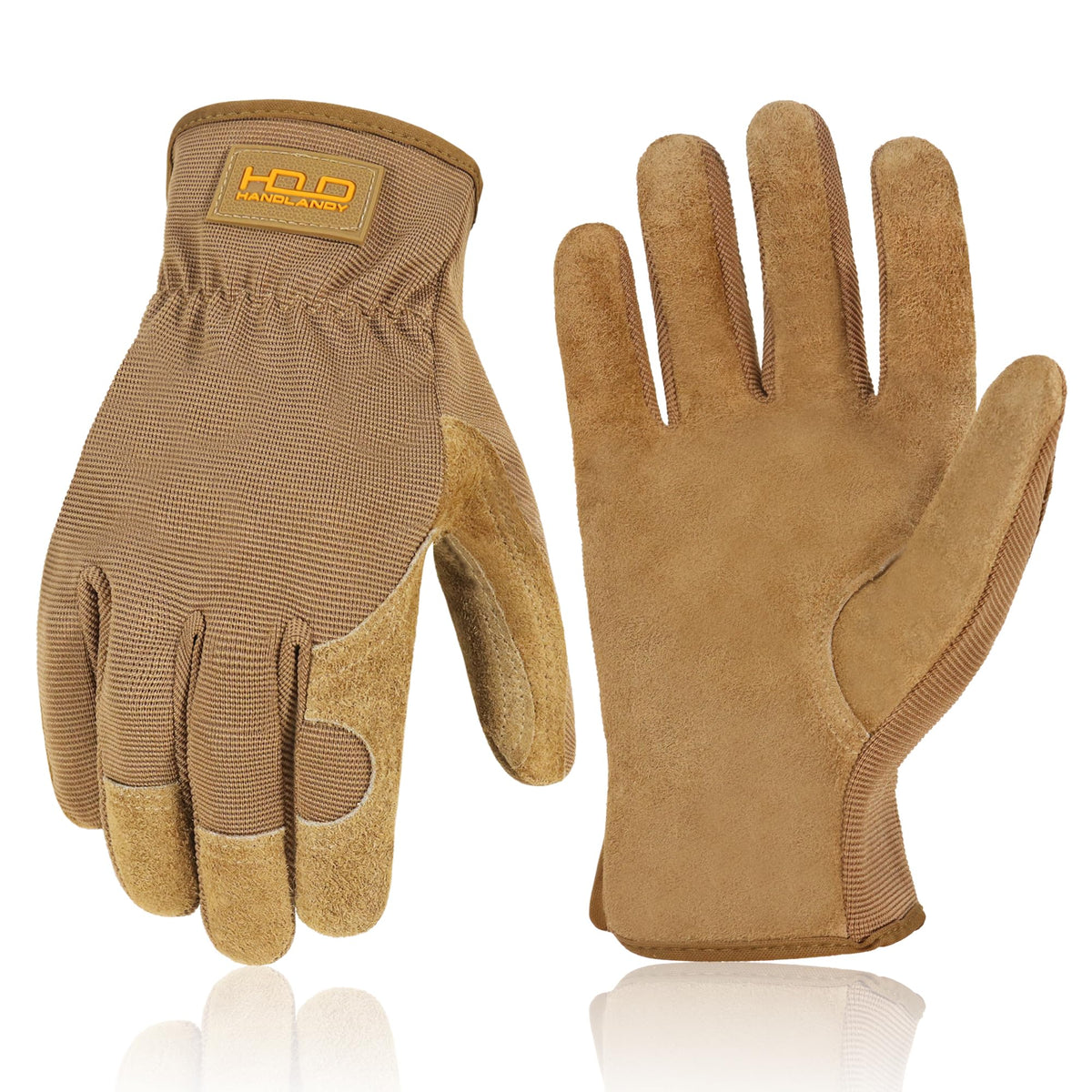 HANDLANDY Leather Gardening Gloves, Leather Work Gloves for Men Women