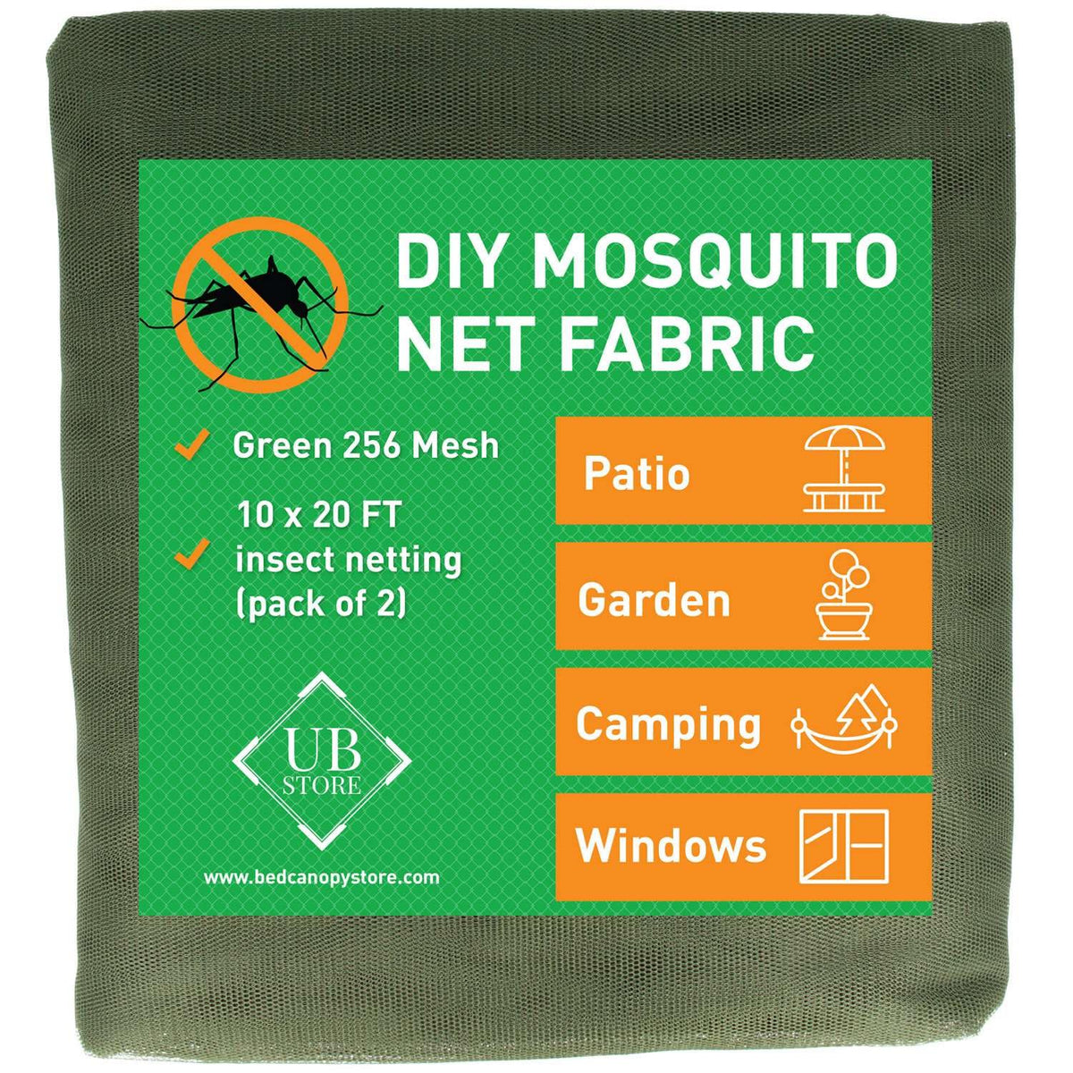 Green DIY Mosquito Net Fabric | 10x20 FT Netting | Insect Cover for Garden