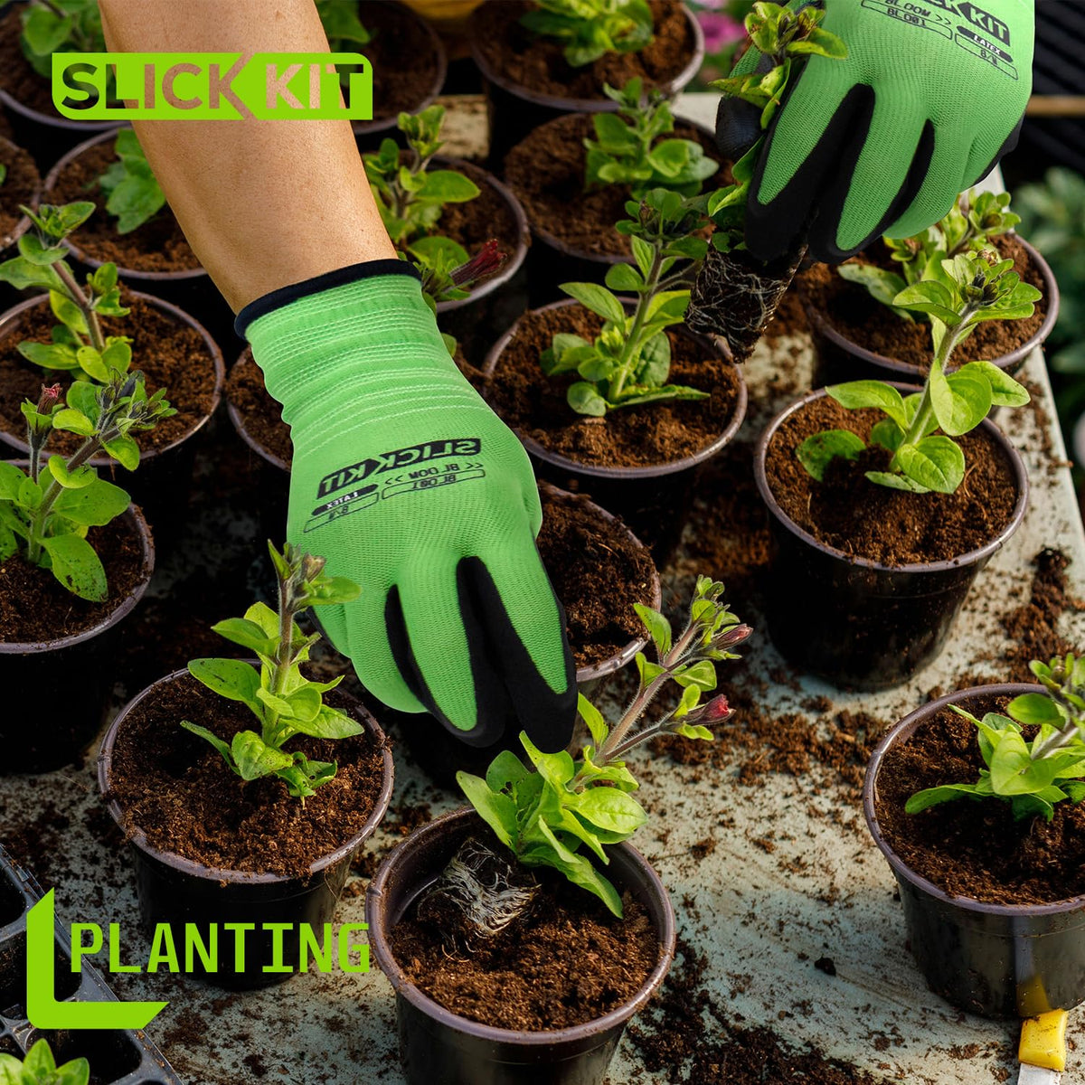 6 Pairs Gardening Gloves for Women & Men, Spring Green & White