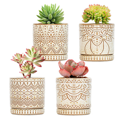 Gepege Ceramic Plant Pots, 6 Inch Indoor Planters with Drainage & Saucers