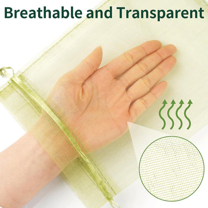 50 Pcs Fruit Protection Bags, 6×9 in Mesh Cover Nets for Tree, Green