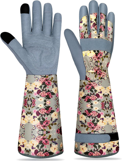 Long Gardening Gloves for Women Thorn Proof Leather Garden Gloves Breathable Working Gloves for Women Yard Outdoor
