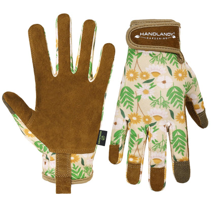 HANDLANDY Gardening Gloves for Women, Leather Garden Glove, Gardener Gift