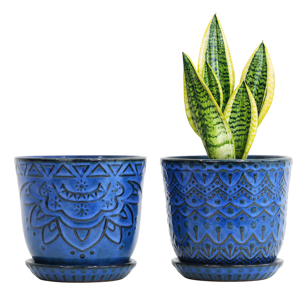 Gepege Ceramic Plant Pots, 6 Inch Indoor Planters with Drainage & Saucers
