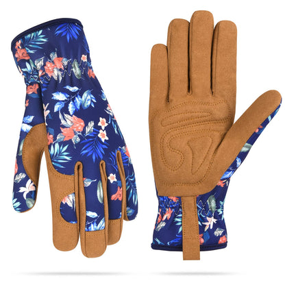 Womens Gardening Weeding Working Gloves, Leather Garden Glove for Women Thorn Proof No Stab for Digging, Planting,Pruning