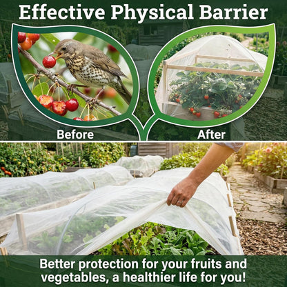10FT x 33FT Garden Netting Ultra Fine Mesh Netting Plant Cover Insect Bird Netting for Garden Row Cover for Raised Beds/Greenhouse Vegetables Fruits Flowers Trees