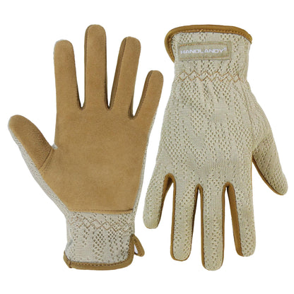 HANDLANDY Gardening Gloves for Women, Leather Garden Glove, Gardener Gift